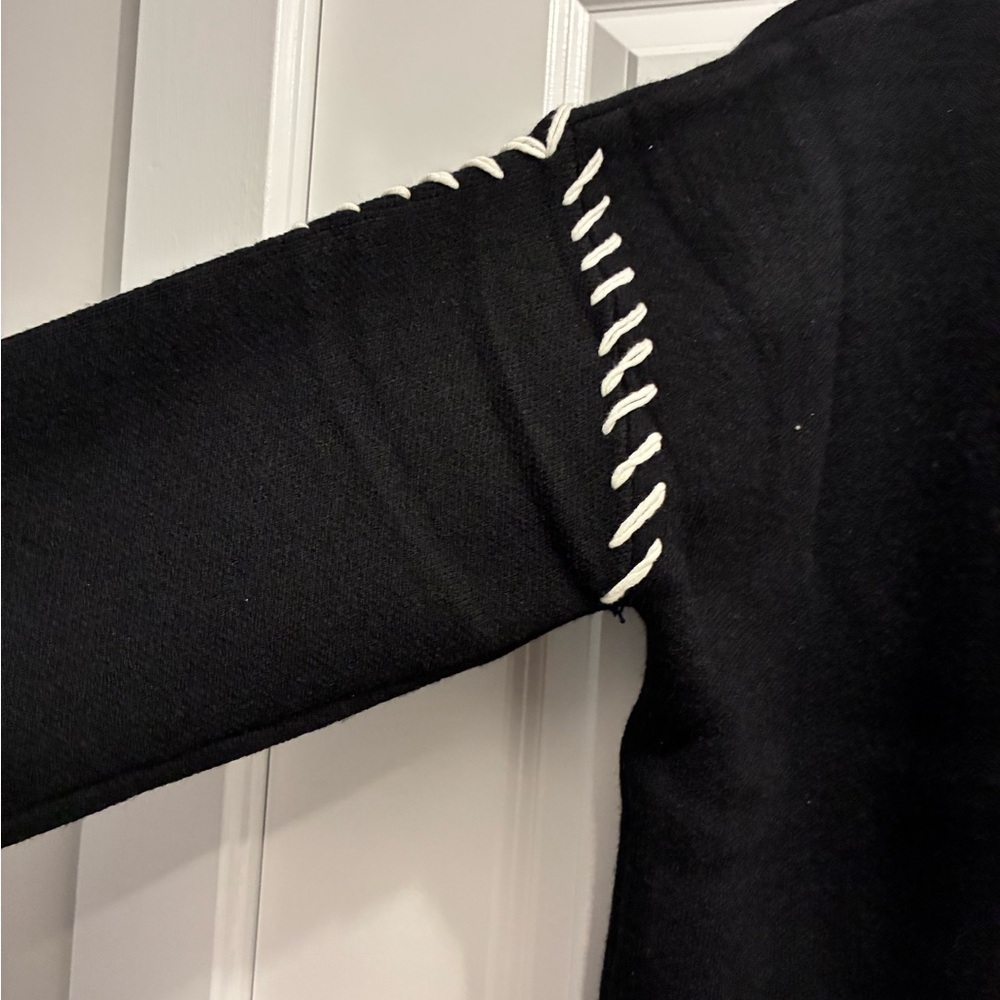 English Factory Black Sweater Dress with White Stitching - Picture 3 of 6